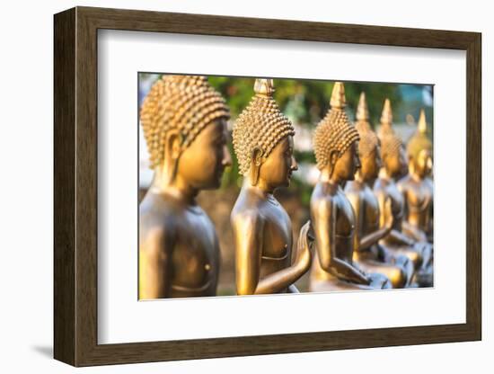 Line of Buddha statues, Seema Malaka temple on Beira Lake. Colombo, Sri Lanka-Peter Adams-Framed Photographic Print