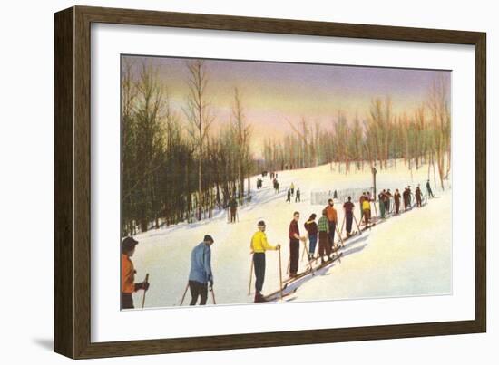 Line of Cross Country Skiers-null-Framed Art Print