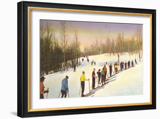 Line of Cross Country Skiers-null-Framed Art Print