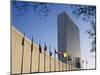 Line of Flags Outside the United Nations Building, Manhattan, New York City, USA-Nigel Francis-Mounted Photographic Print