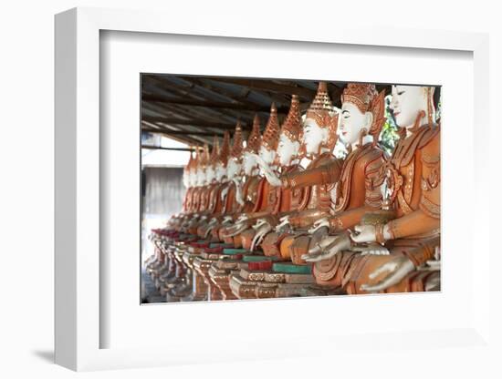 Line of Seated Buddhas at the Maha Bodhi Ta Htaung Monastery, Sagaing Division, Myanmar (Burma)-Annie Owen-Framed Photographic Print