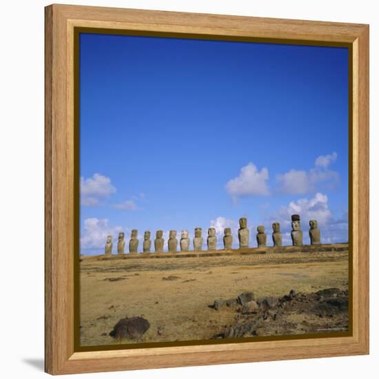 Line of Statues, Ahu Tongariki, Easter Island, Chile-Geoff Renner-Framed Premier Image Canvas