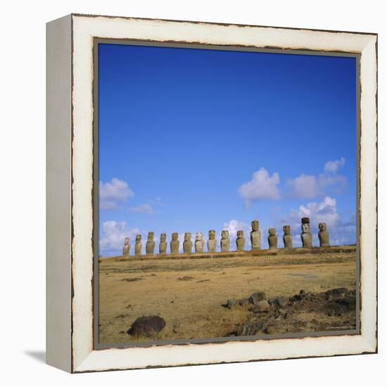 Line of Statues, Ahu Tongariki, Easter Island, Chile-Geoff Renner-Framed Premier Image Canvas