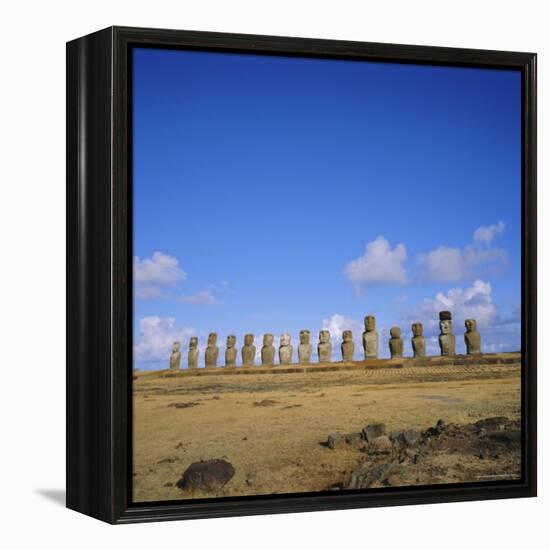 Line of Statues, Ahu Tongariki, Easter Island, Chile-Geoff Renner-Framed Premier Image Canvas
