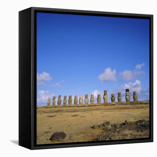 Line of Statues, Ahu Tongariki, Easter Island, Chile-Geoff Renner-Framed Premier Image Canvas