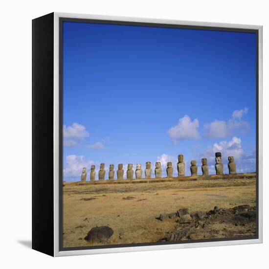 Line of Statues, Ahu Tongariki, Easter Island, Chile-Geoff Renner-Framed Premier Image Canvas