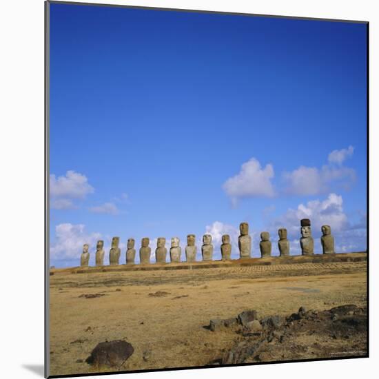 Line of Statues, Ahu Tongariki, Easter Island, Chile-Geoff Renner-Mounted Photographic Print