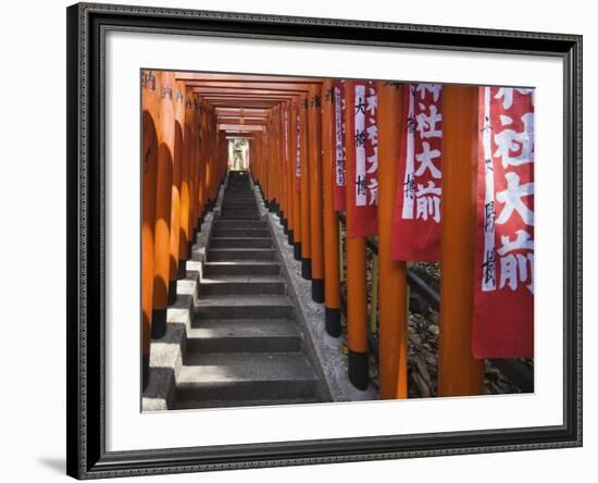 Line of torii gates at Hie Shrine-Jonathan Hicks-Framed Photographic Print