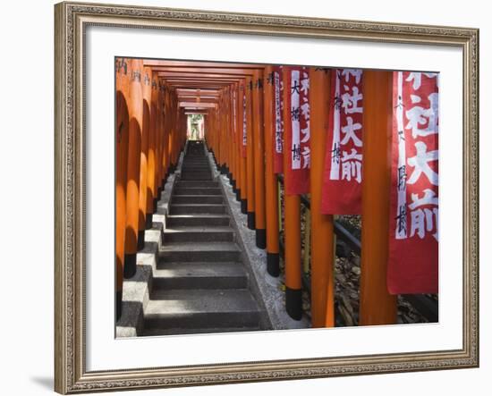 Line of torii gates at Hie Shrine-Jonathan Hicks-Framed Photographic Print