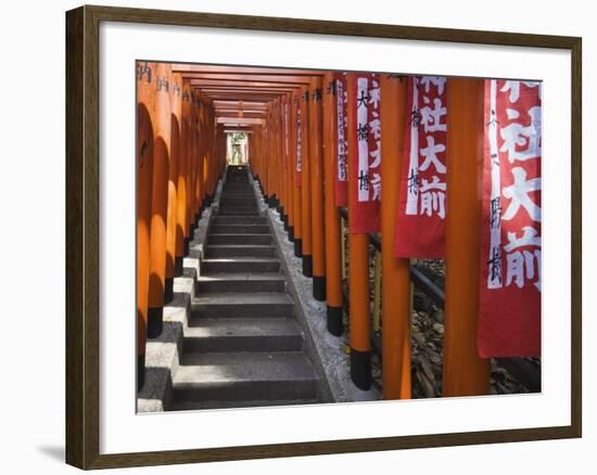 Line of torii gates at Hie Shrine-Jonathan Hicks-Framed Photographic Print