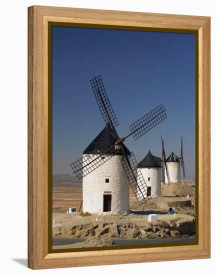 Line of Windmills Above the Village of Consuegra, Ruta De Don Quixote, Castile La Mancha, Spain-Michael Busselle-Framed Premier Image Canvas