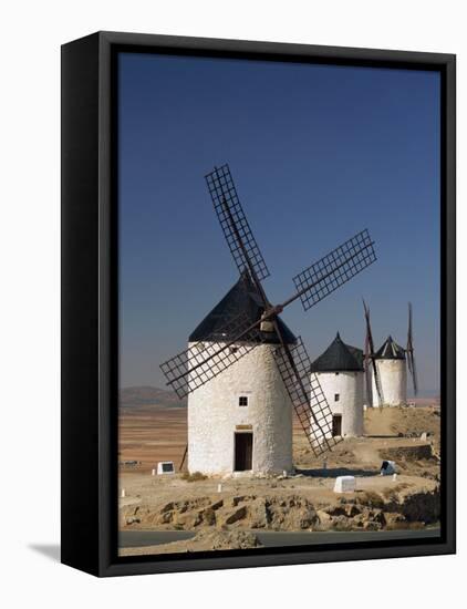 Line of Windmills Above the Village of Consuegra, Ruta De Don Quixote, Castile La Mancha, Spain-Michael Busselle-Framed Premier Image Canvas