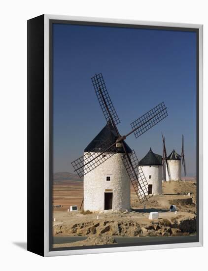 Line of Windmills Above the Village of Consuegra, Ruta De Don Quixote, Castile La Mancha, Spain-Michael Busselle-Framed Premier Image Canvas