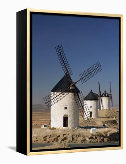 Line of Windmills Above the Village of Consuegra, Ruta De Don Quixote, Castile La Mancha, Spain-Michael Busselle-Framed Premier Image Canvas