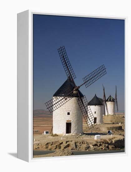 Line of Windmills Above the Village of Consuegra, Ruta De Don Quixote, Castile La Mancha, Spain-Michael Busselle-Framed Premier Image Canvas