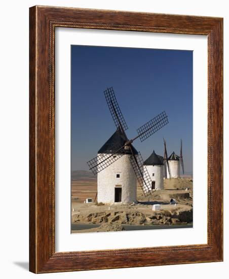 Line of Windmills Above the Village of Consuegra, Ruta De Don Quixote, Castile La Mancha, Spain-Michael Busselle-Framed Photographic Print