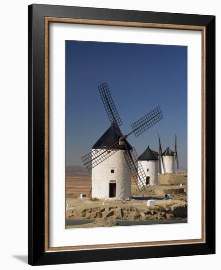 Line of Windmills Above the Village of Consuegra, Ruta De Don Quixote, Castile La Mancha, Spain-Michael Busselle-Framed Photographic Print