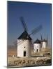 Line of Windmills Above the Village of Consuegra, Ruta De Don Quixote, Castile La Mancha, Spain-Michael Busselle-Mounted Photographic Print