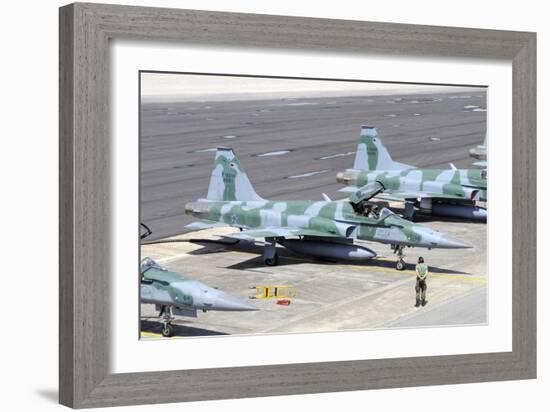 Line-Up of Brazilian Air Force F-5Em at Natal Air Force Base, Brazil-Stocktrek Images-Framed Photographic Print