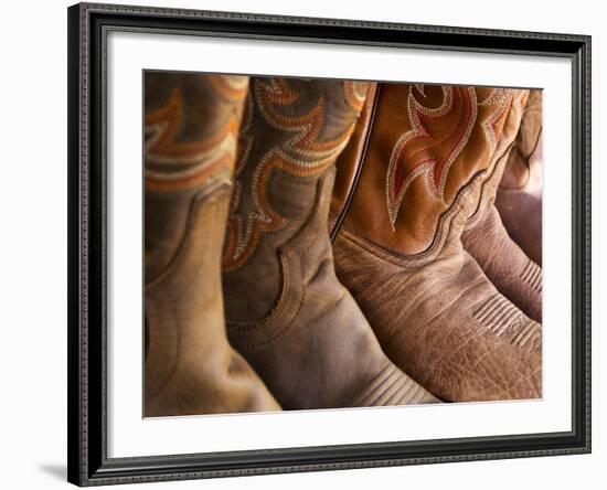 Line up of New Cowboy Boots in Old Scottsdale-Terry Eggers-Framed Photographic Print