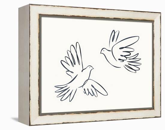 Linear Sketch - Dove Duet-Clara Wells-Framed Stretched Canvas