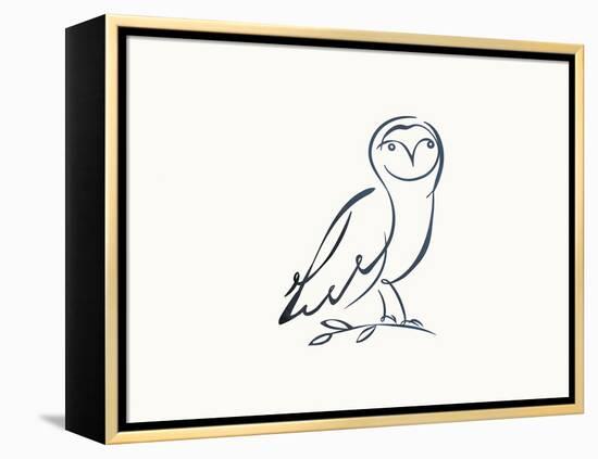Linear Sketch - Owl-Clara Wells-Framed Stretched Canvas