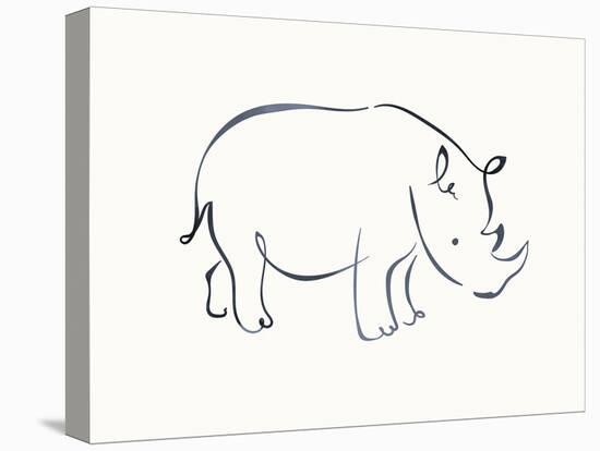 Linear Sketch - Rhino-Clara Wells-Framed Stretched Canvas