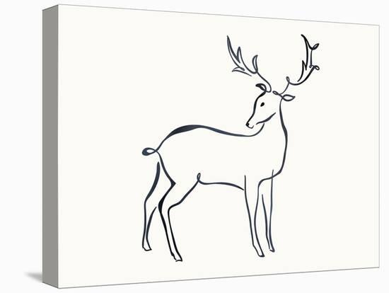 Linear Sketch - Stag-Clara Wells-Framed Stretched Canvas
