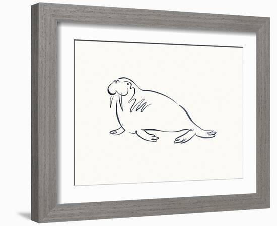 Linear Sketch - Walrus-Clara Wells-Framed Giclee Print