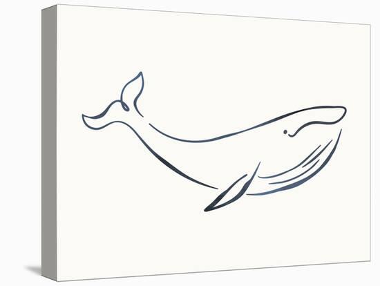 Linear Sketch - Whale-Clara Wells-Framed Stretched Canvas