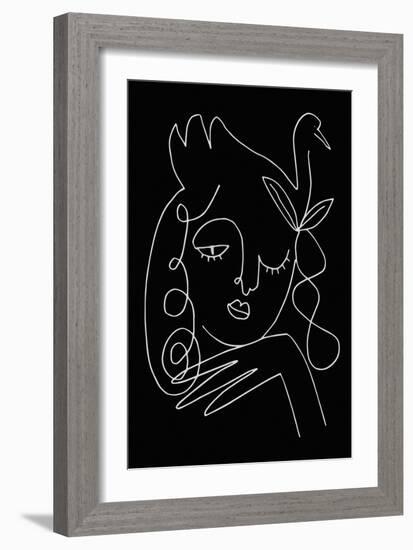 lineart_swan_black_vector_005-1x Studio II-Framed Giclee Print