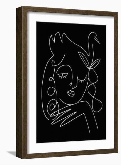 lineart_swan_black_vector_005-1x Studio II-Framed Giclee Print