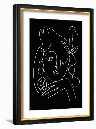 lineart_swan_black_vector_005-1x Studio II-Framed Giclee Print