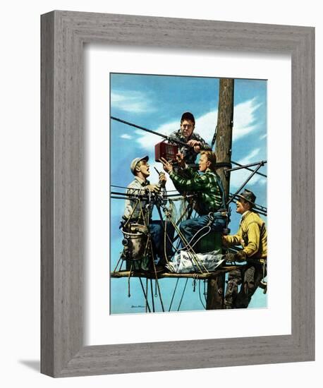 "Linemen Listen to World Series", October 4, 1952-Stevan Dohanos-Framed Giclee Print