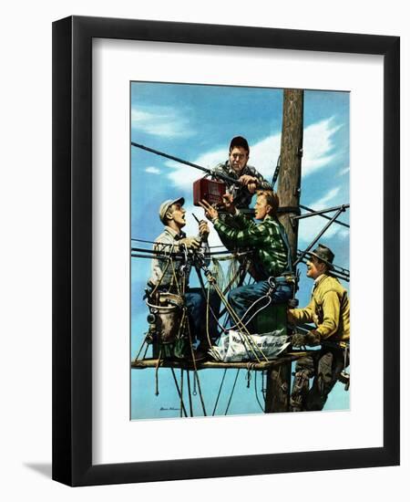 "Linemen Listen to World Series", October 4, 1952-Stevan Dohanos-Framed Giclee Print