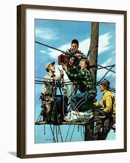 "Linemen Listen to World Series", October 4, 1952-Stevan Dohanos-Framed Giclee Print