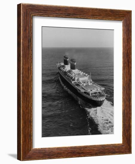 Liner United States Steaming across the Atlantic-Peter Stackpole-Framed Photographic Print