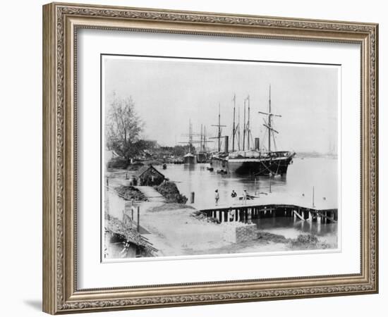 Liners of the Messageries Maritimes at Saigon, circa 1900-null-Framed Giclee Print