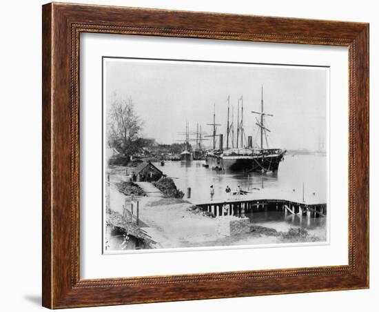 Liners of the Messageries Maritimes at Saigon, circa 1900-null-Framed Giclee Print