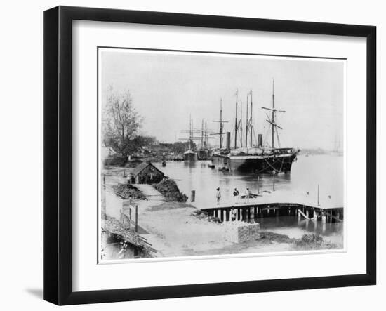 Liners of the Messageries Maritimes at Saigon, circa 1900-null-Framed Giclee Print