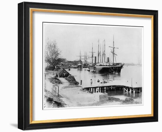 Liners of the Messageries Maritimes at Saigon, circa 1900-null-Framed Giclee Print