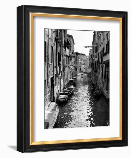 Lines of Laundry Hang Between Residential Buildings--Framed Photographic Print