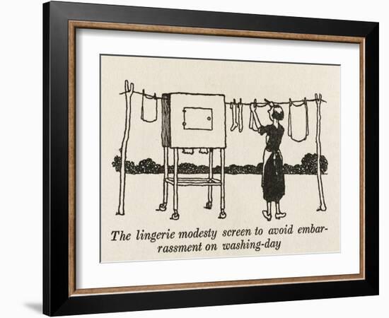 Lingerie Modesty Screen-William Heath Robinson-Framed Art Print