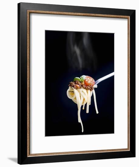 Linguine with a Minced Meat Sauce, Tomatoes and Basil on a Fork-Mark Vogel-Framed Photographic Print