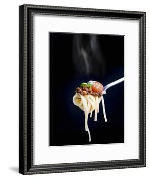 Linguine with a Minced Meat Sauce, Tomatoes and Basil on a Fork-Mark Vogel-Framed Photographic Print