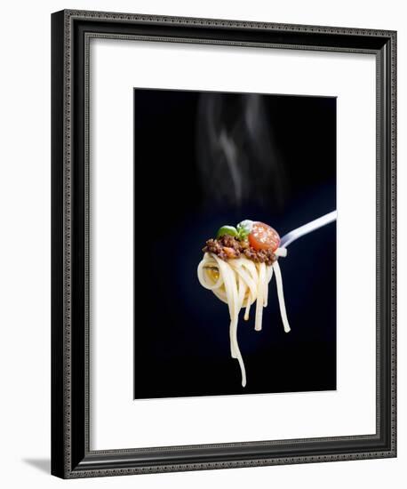 Linguine with a Minced Meat Sauce, Tomatoes and Basil on a Fork-Mark Vogel-Framed Photographic Print