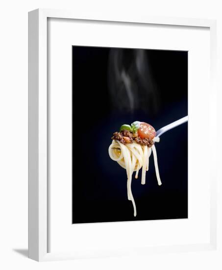 Linguine with a Minced Meat Sauce, Tomatoes and Basil on a Fork-Mark Vogel-Framed Photographic Print