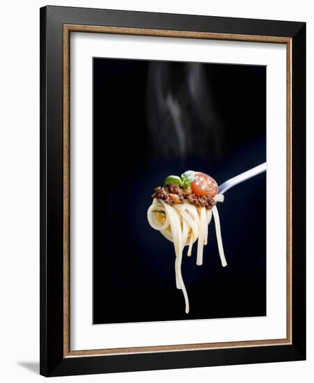 Linguine with a Minced Meat Sauce, Tomatoes and Basil on a Fork-Mark Vogel-Framed Photographic Print