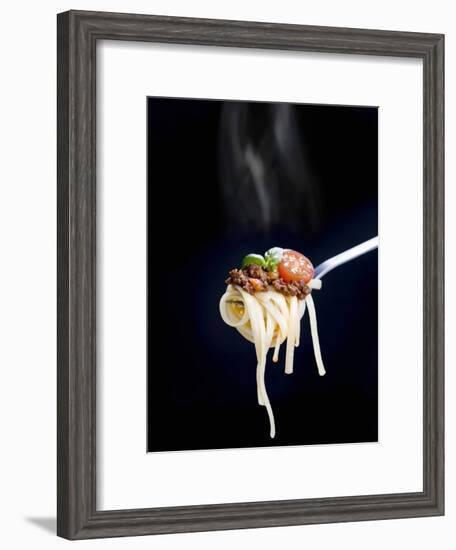 Linguine with a Minced Meat Sauce, Tomatoes and Basil on a Fork-Mark Vogel-Framed Photographic Print