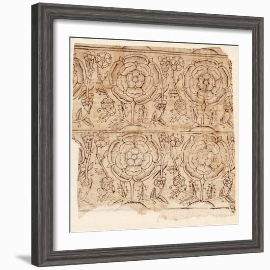 Lining Paper with a Tudor Rose Pattern, C.1550 (Woodblock Print)-English-Framed Giclee Print